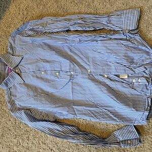 Spier Mackay 15-32 Blue and White Striped Men's Shirt